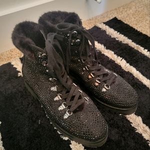 Express Sparkle & Fur Lug Boots